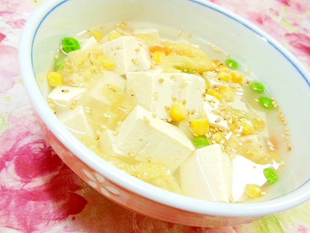白湯ｄｅ❤揚げと豆腐と玉葱のにんにくスープ❤