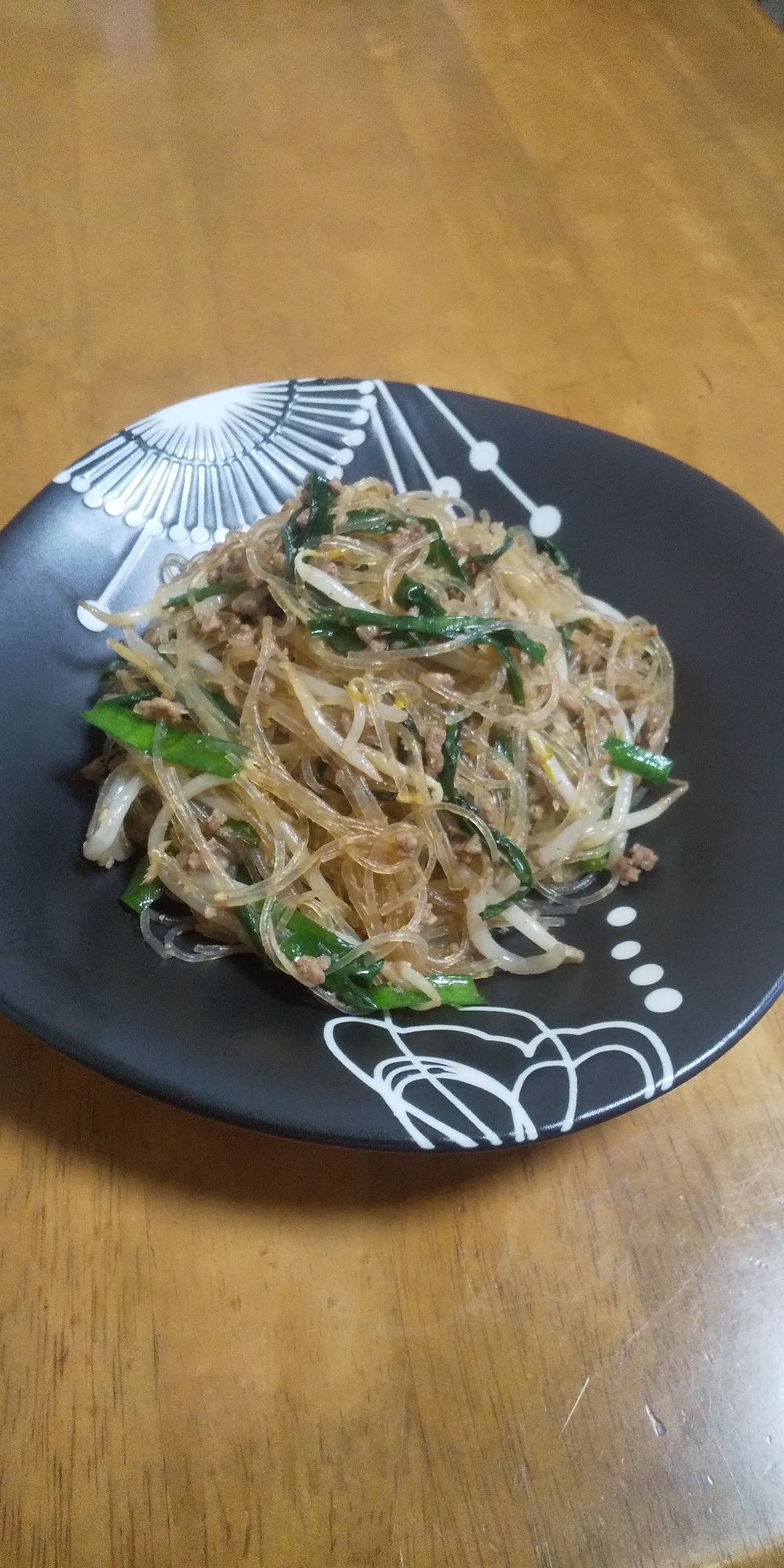 ひき肉と焼肉のたれでチャプチェ風