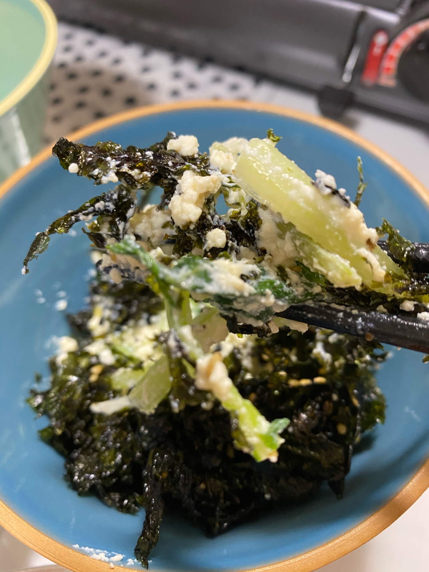 京菜と海苔の白和え