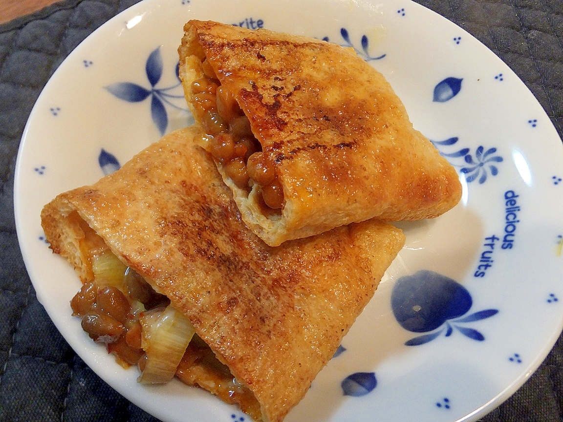 トースターで簡単 油揚げの納豆チーズ焼き レシピ 作り方 By きのこのみみ 楽天レシピ