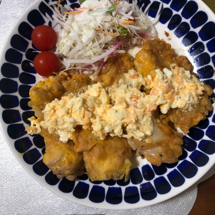 チキン南蛮のタルタルソースで作らせていただきました！レンジでできて簡単でした！リピします！