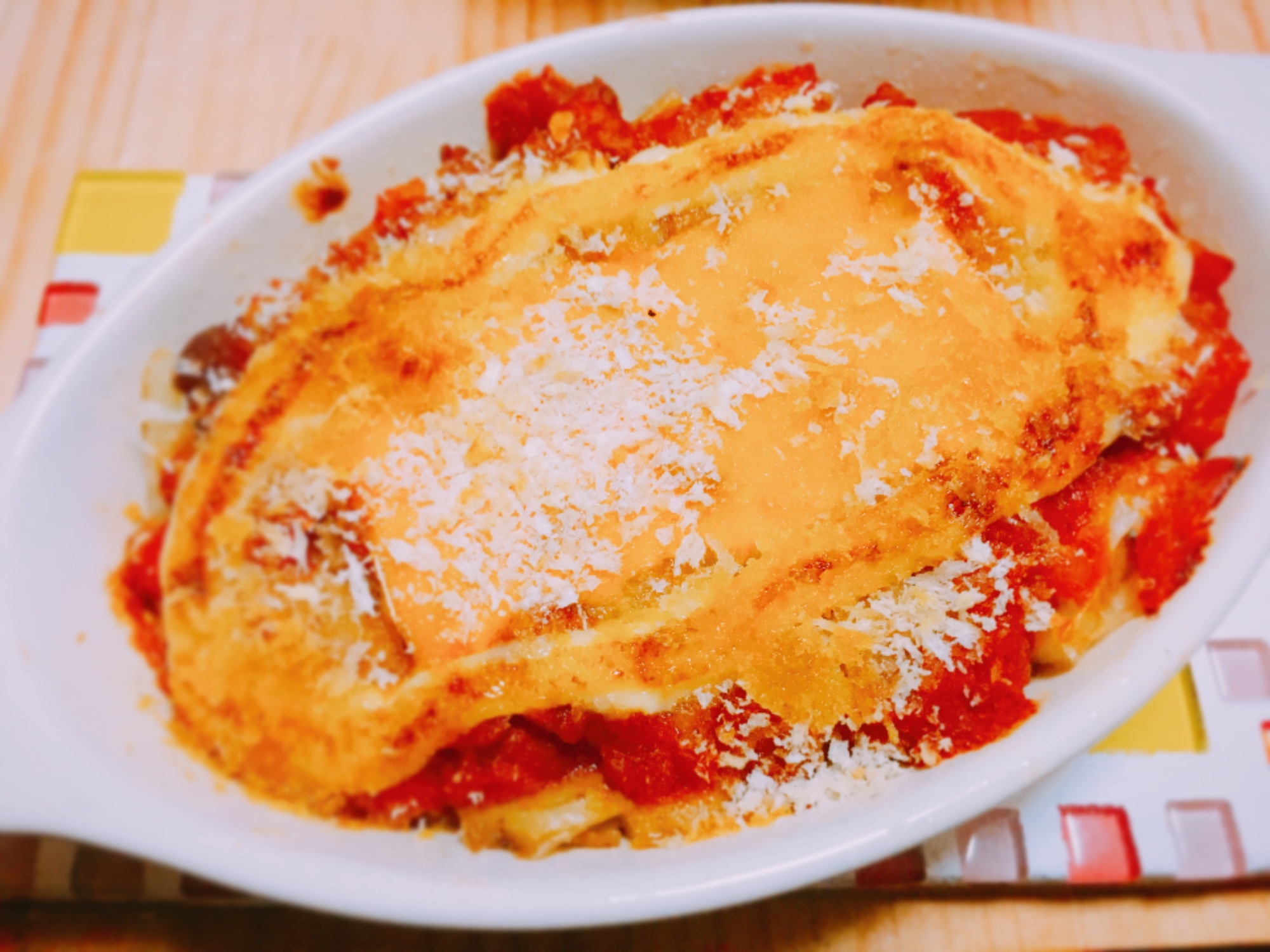 ポテトとお豆のトマトチーズマヨ焼き