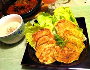 ぷたぷた耳たぶ食・感･･･セロリと蓮根の長芋おやき