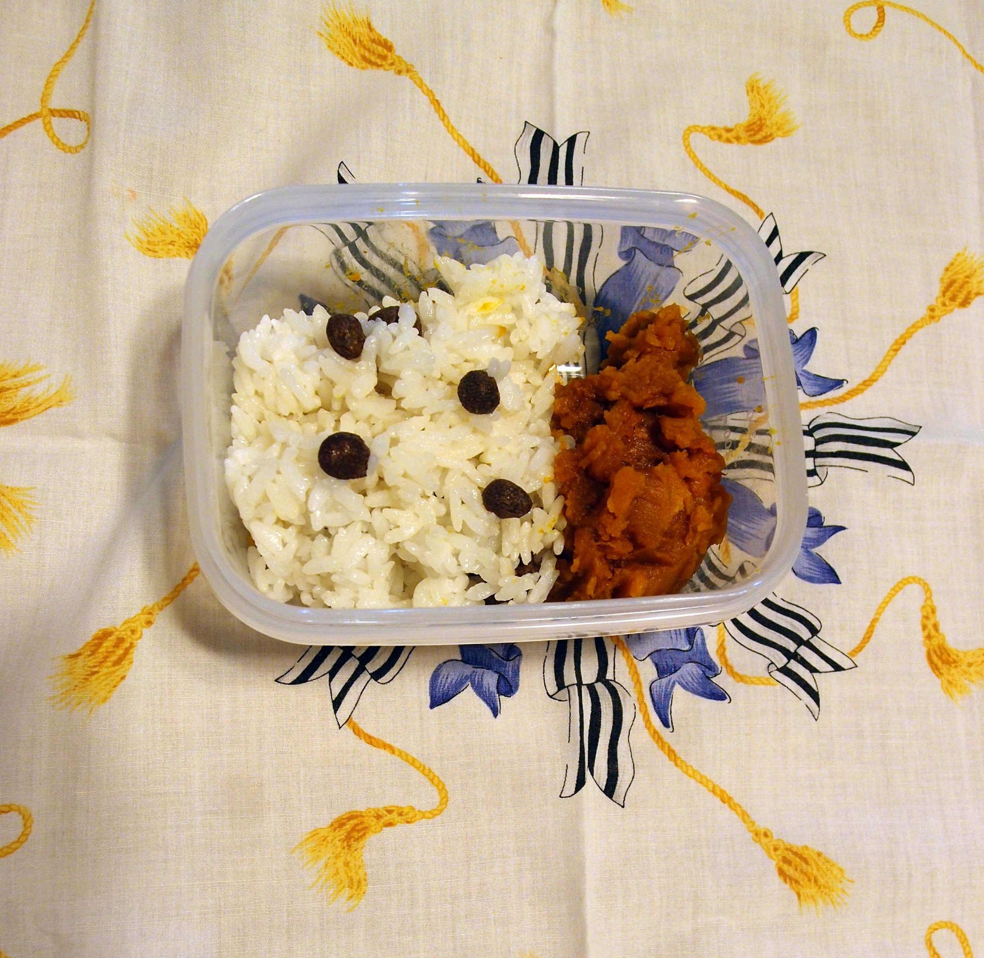 むかごご飯とかぼちゃの煮物のお弁当