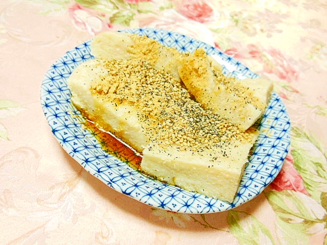 オオバコ入りおから餅ｄｅ❤きな粉とＷ胡麻生姜醤油❤