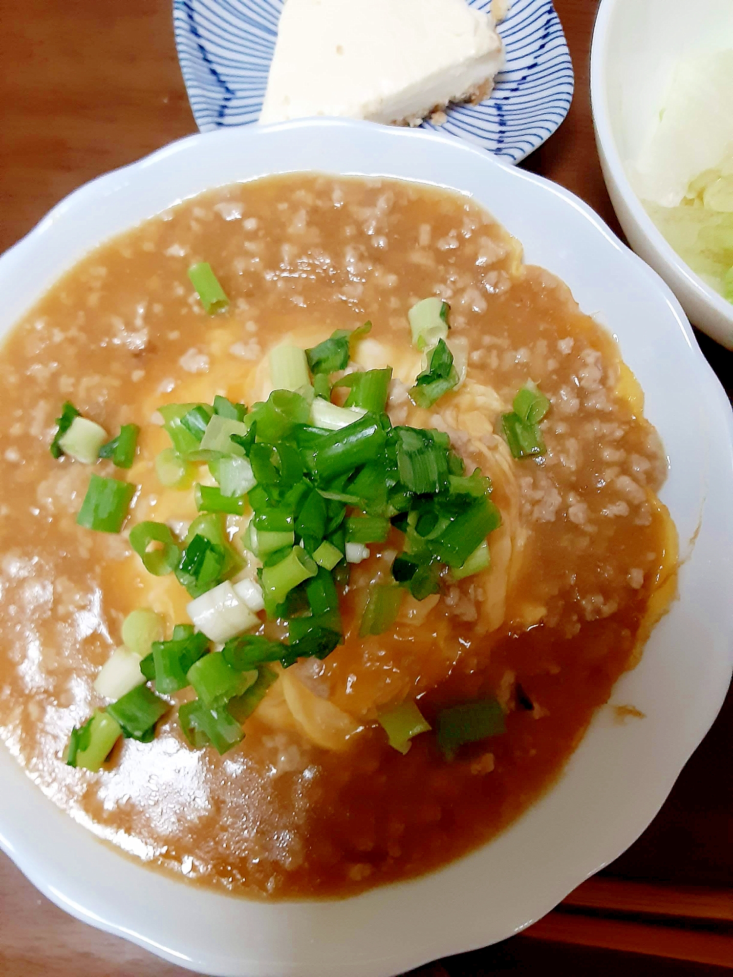 豚ひき肉で天津飯