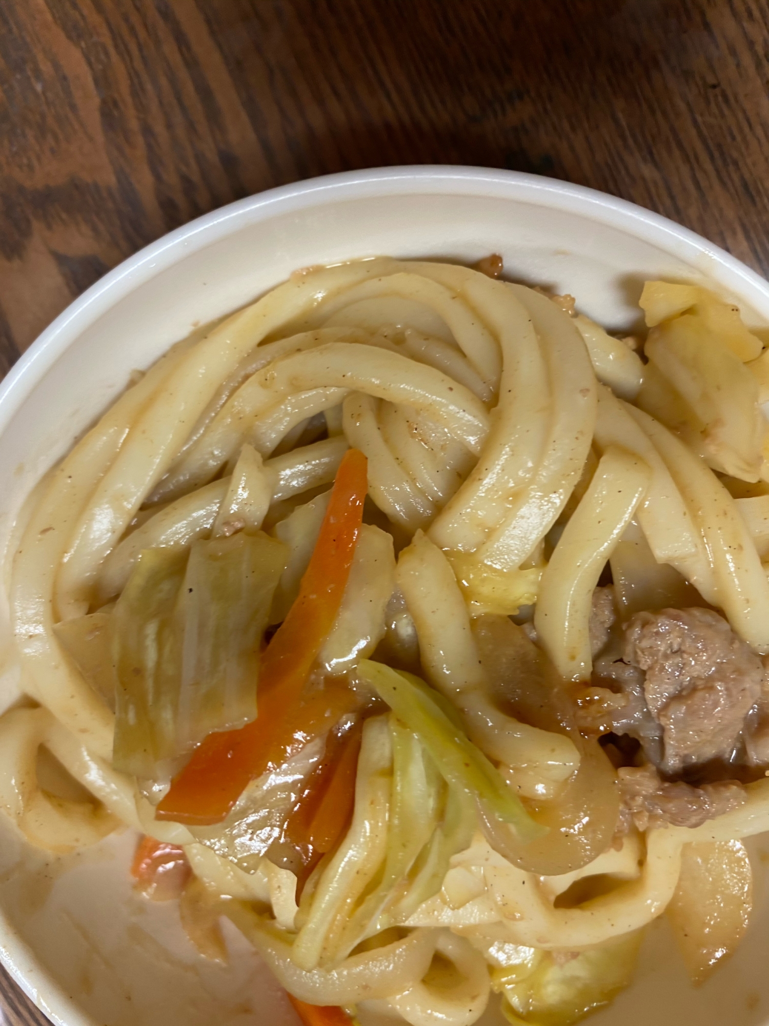 キャベツと豚肉のうどん