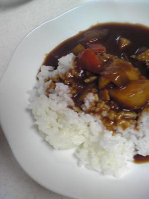 柿を入れちゃったカレーライス