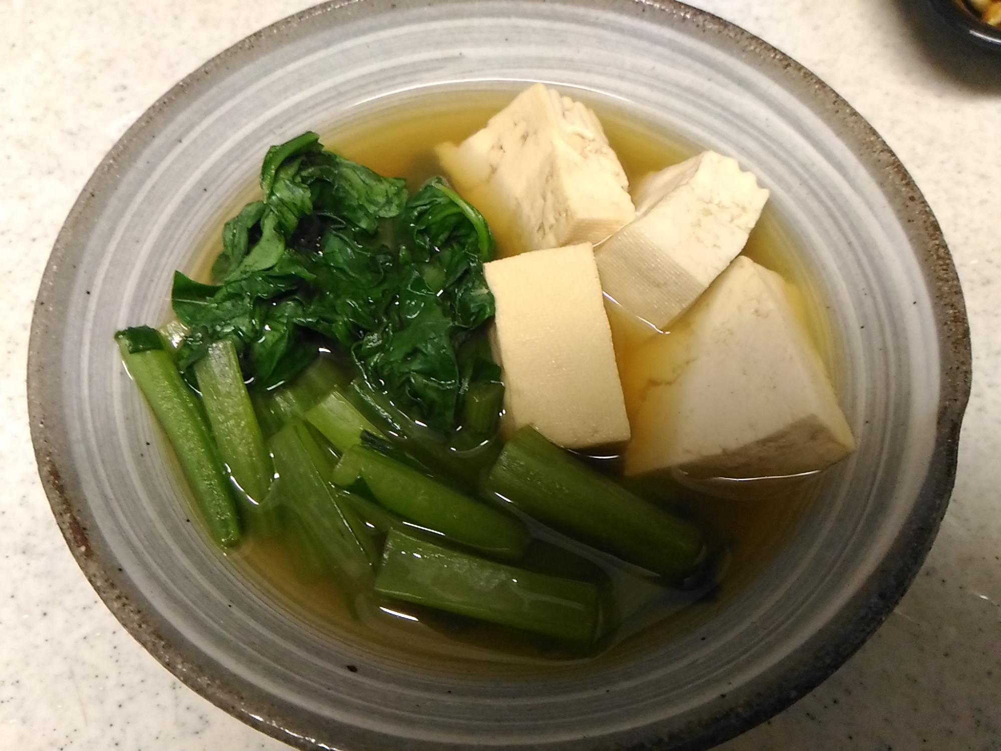 小松菜と木綿豆腐の煮びたし 生姜風味
