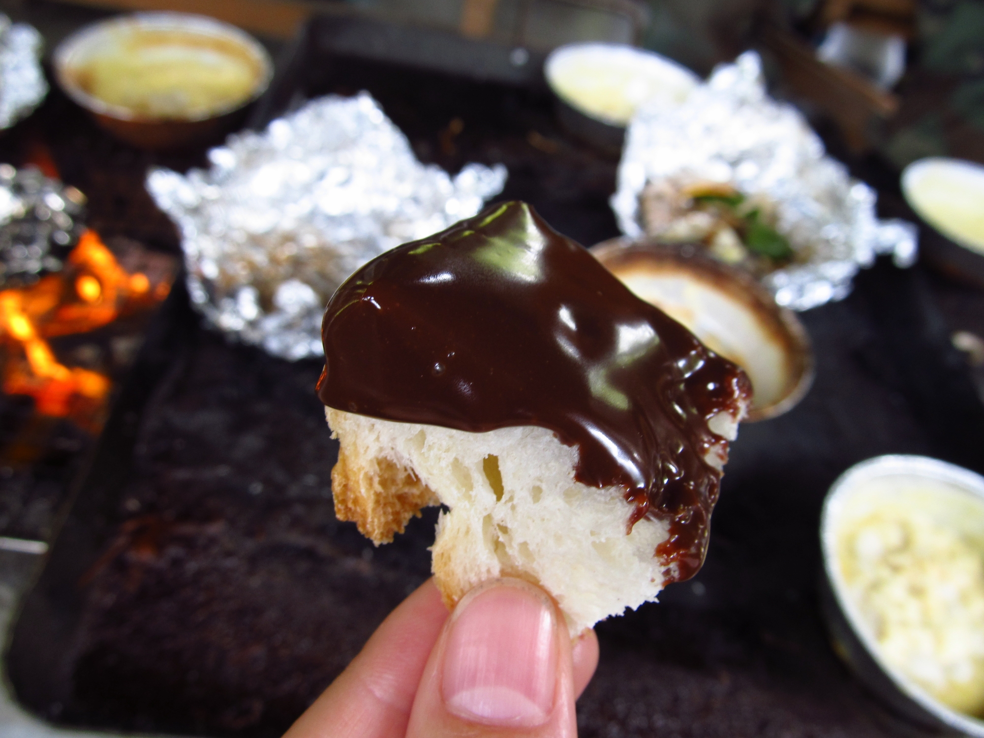 BBQでチョコレートフォンデュ♪アルミ皿でお手軽!