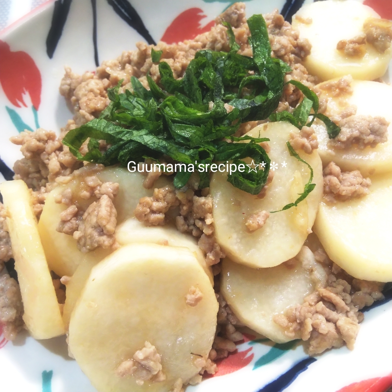 めんつゆで簡単♡ホクっとサクサク♡長芋とひき肉炒め