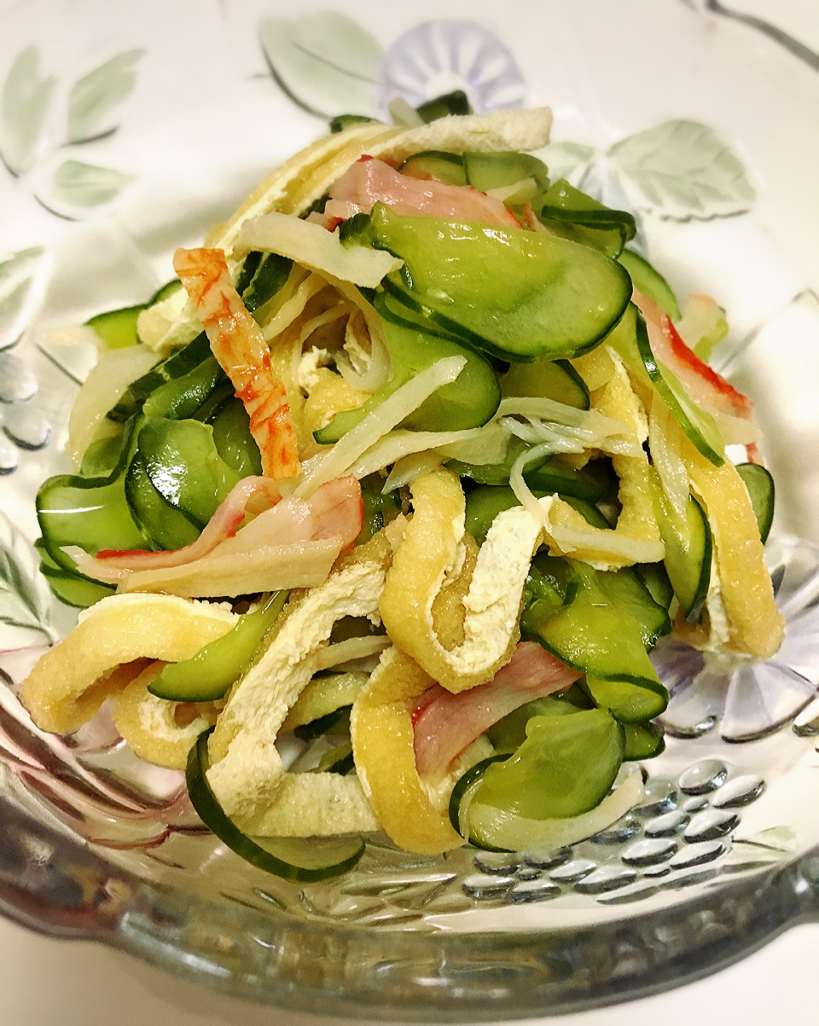 夏にぴったり♡きゅうりとカニカマと薄揚げの酢の物