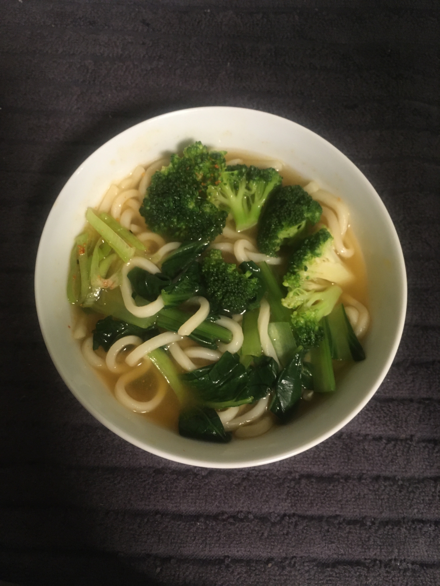 ブロッコリーと小松菜のカレーうどん