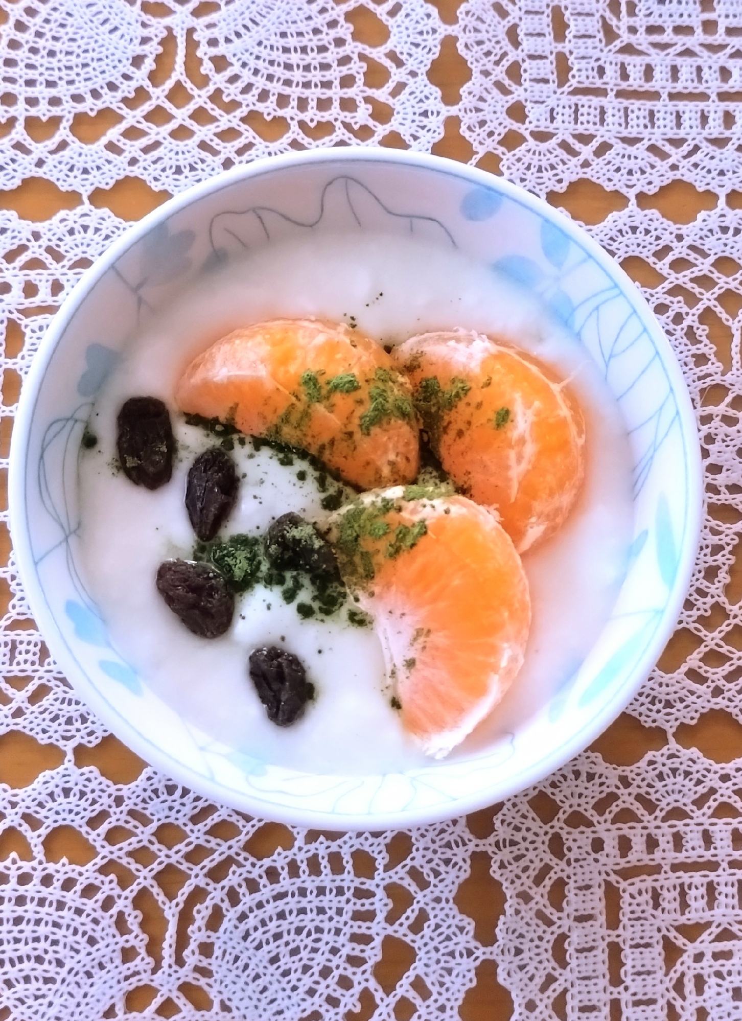 レーズンとみかんの抹茶ヨーグルト◇