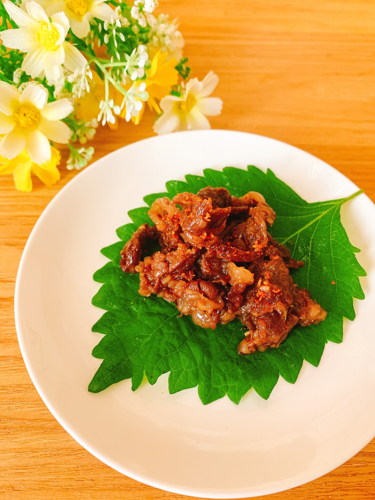 大葉のお皿♪豚肉or牛肉の焼き肉✧˖°