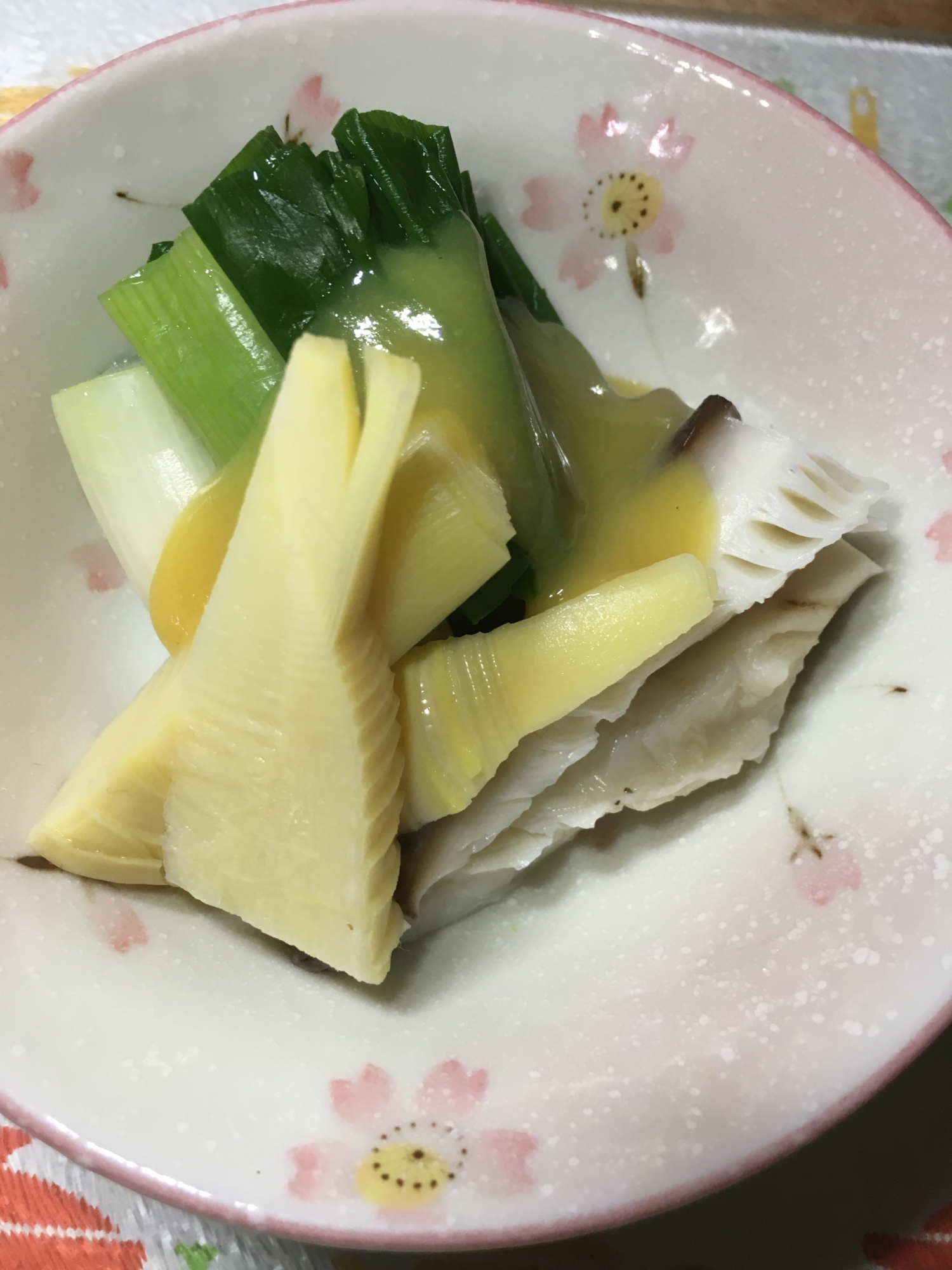 ワケギと椎茸と竹の子のヌタ