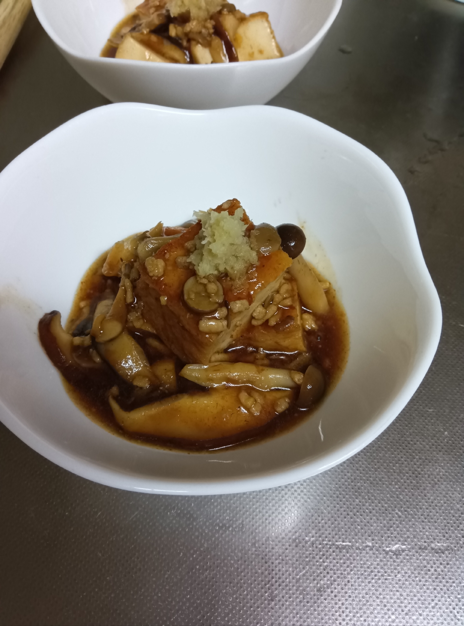 厚揚げのきのこ そぼろあんかけ