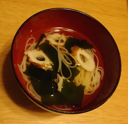 竹輪とワカメのにゅうめん