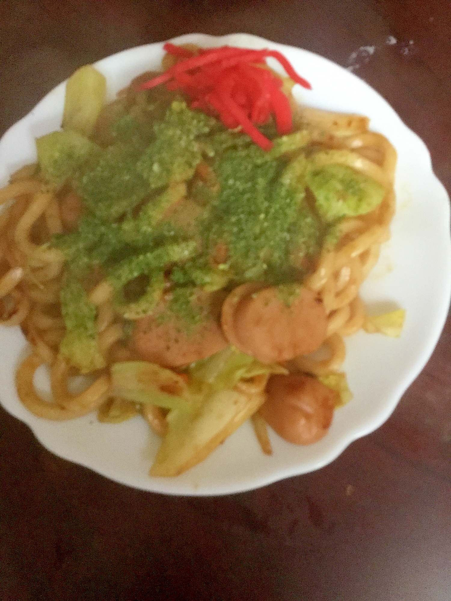 魚肉ソーセージのソース焼きうどん！