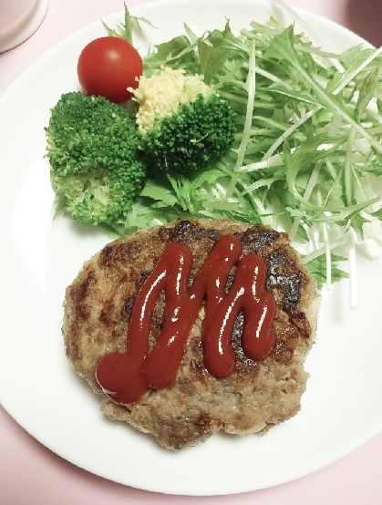 平茸ニラ小玉葱もやしハンバーグ蒸し煮