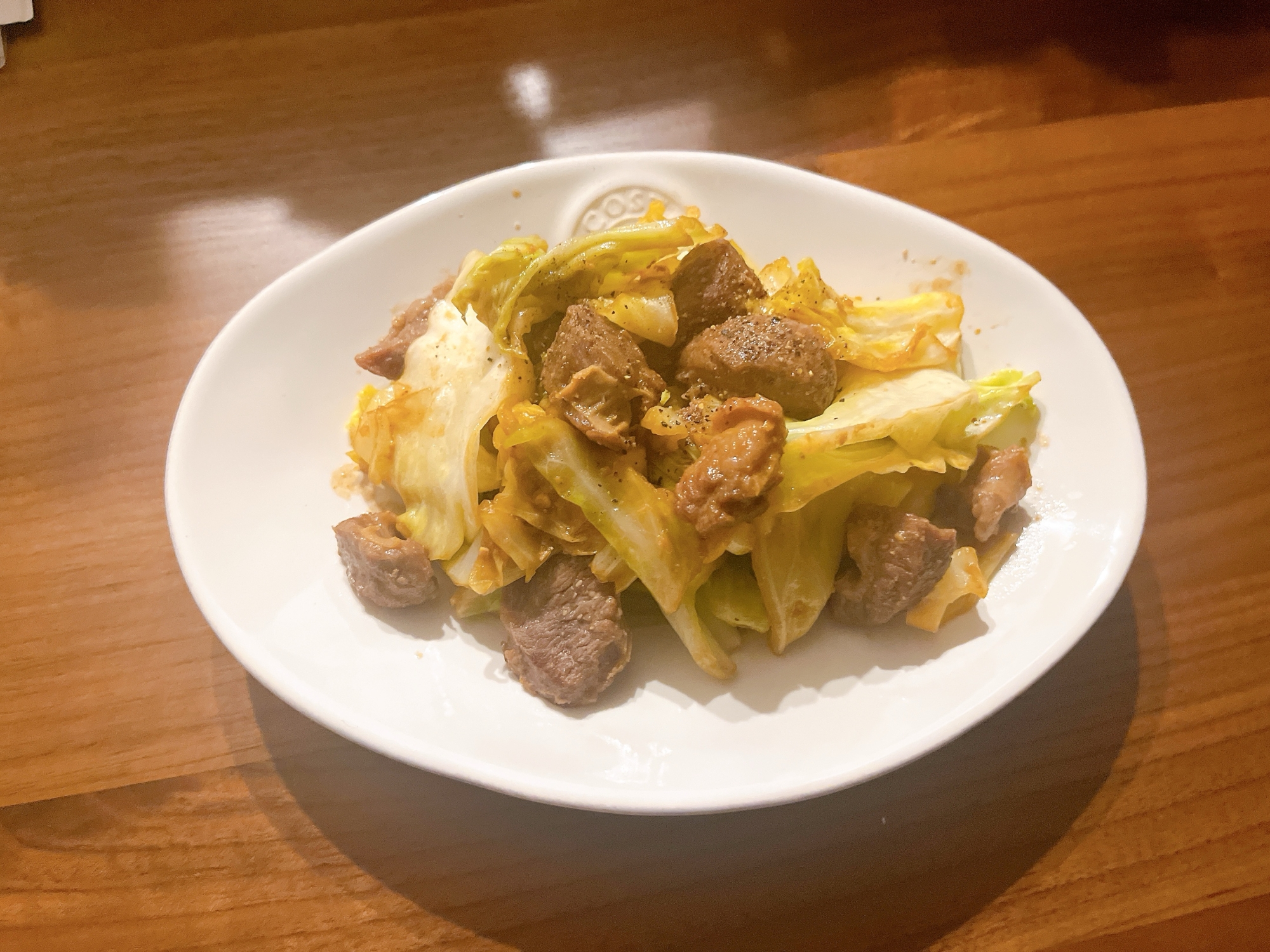 簡単!キャベツと豚ハラミの味噌漬け炒め