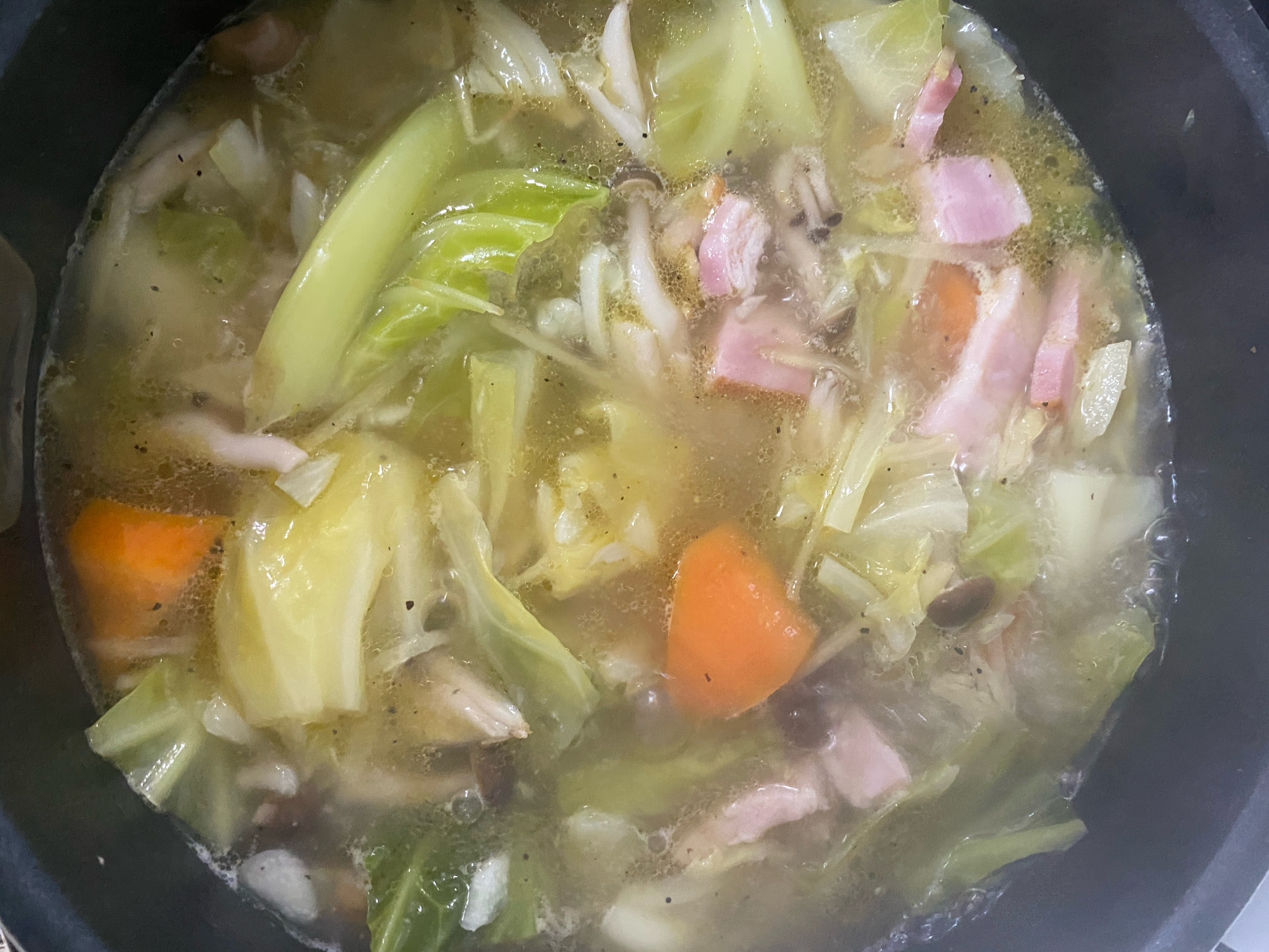 ⑤免疫力アップ！野菜とニンニク生姜たっぷりスープ