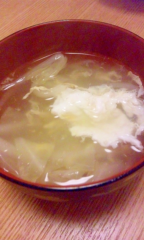卵ともやしとキャベツの中華スープ