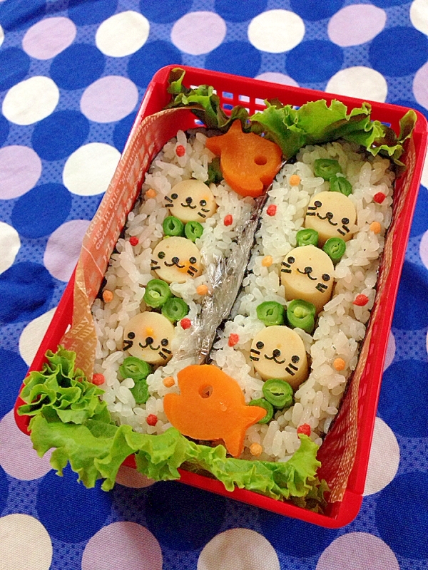 簡単キャラ弁☆アザラシくんのおにぎらず♪