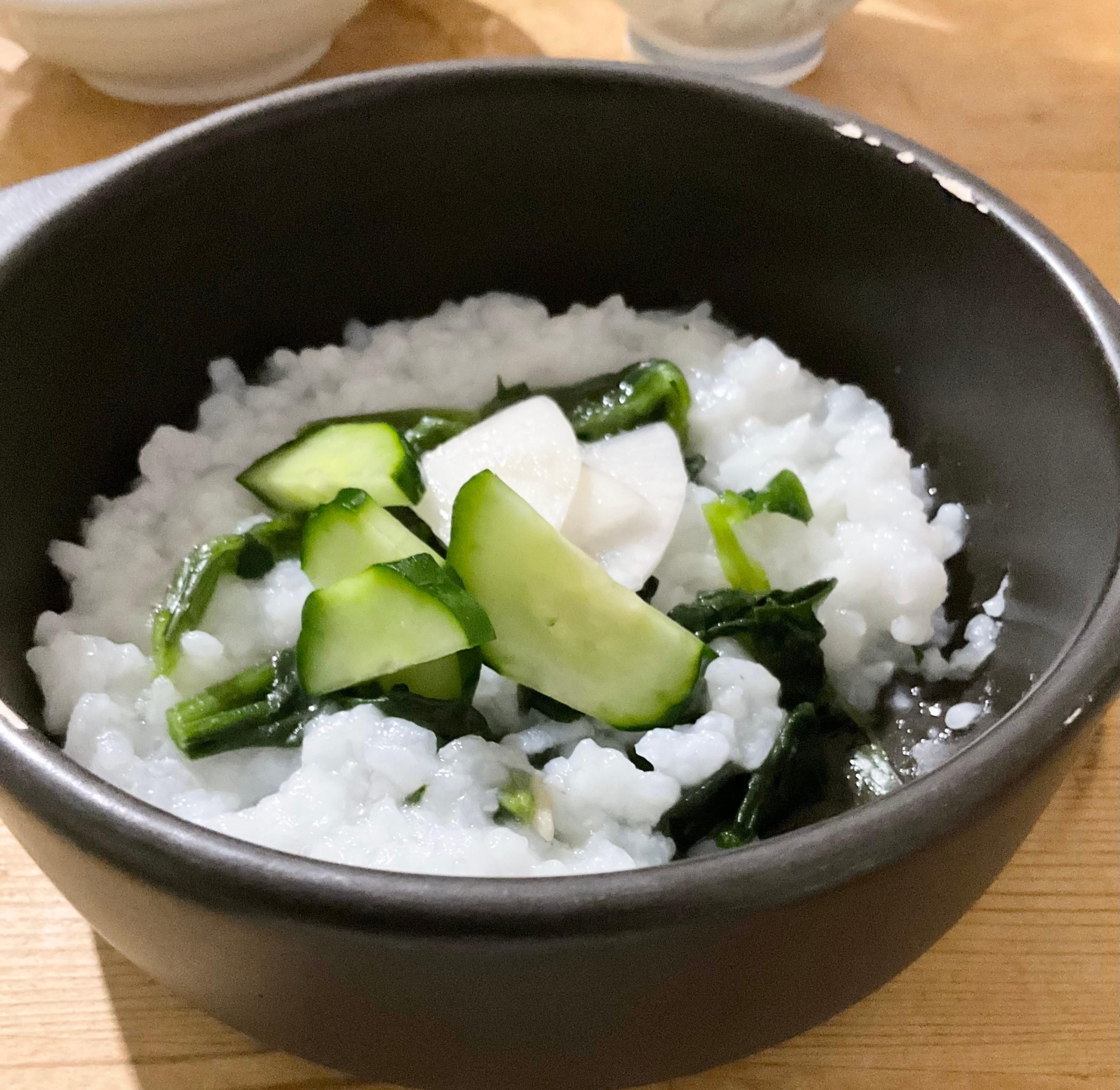 きゅうり蕪ほうれん草乗せご飯♪