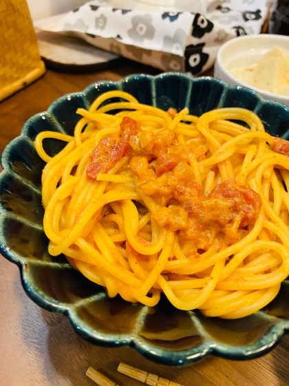 牛乳とトマトスープでこんなに絶品パスタができるとは目からウロコでした。リピート決定です！ごちそうさまでした。