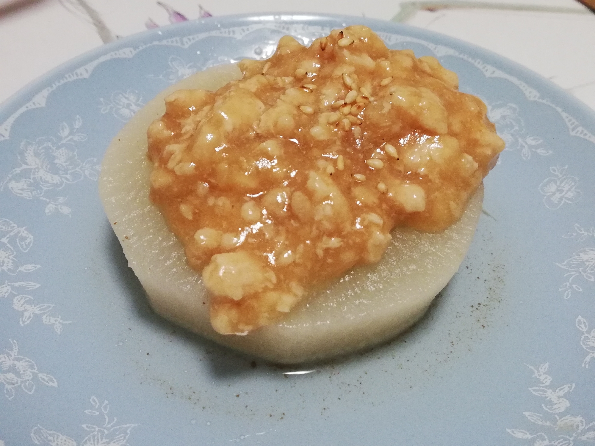 ダシがしみしみ♪肉味噌そぼろでホッコリふろふき大根