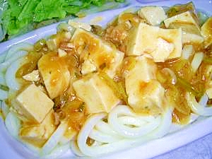 残り麻婆豆腐で　　麻婆うどん