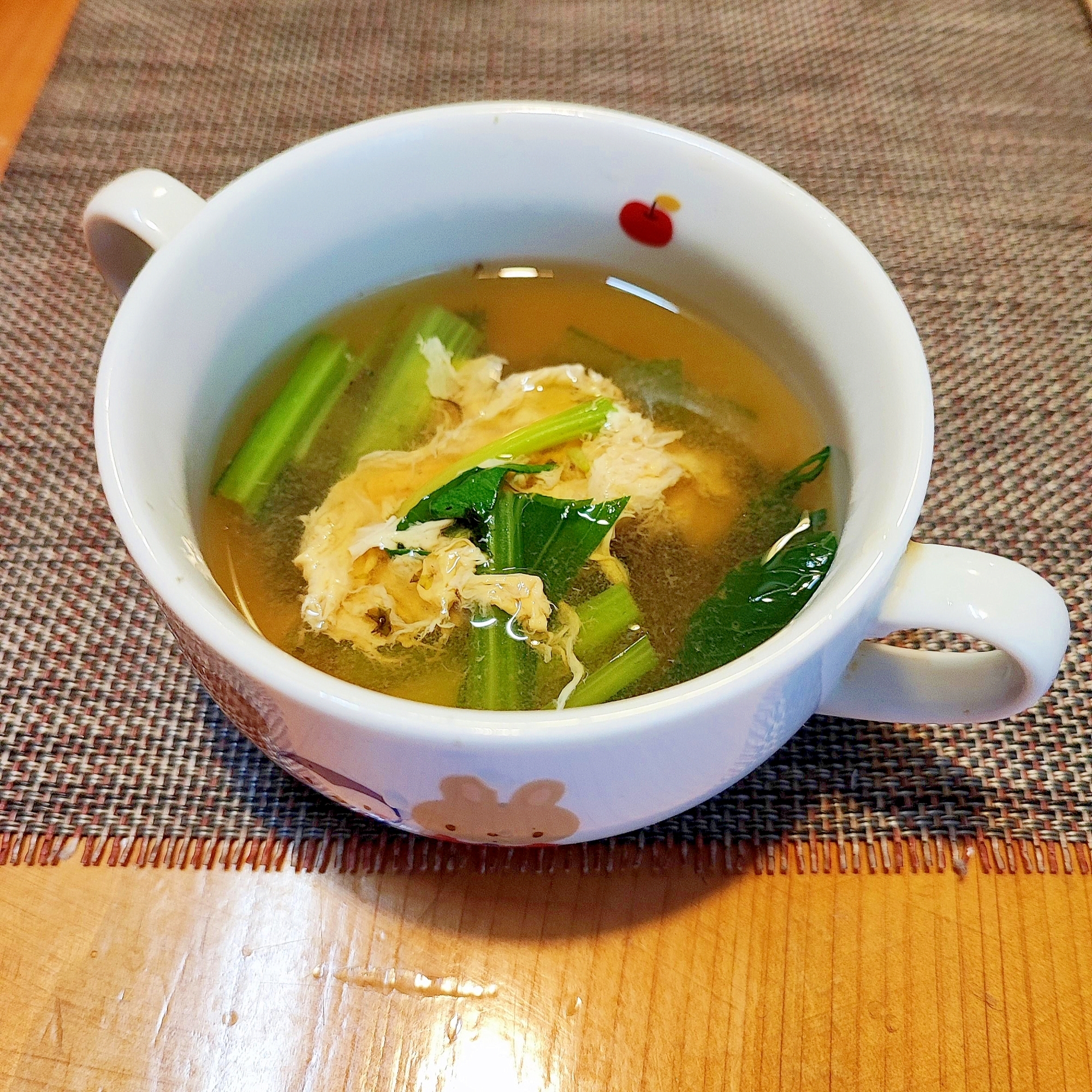 小松菜と卵の和風スープ