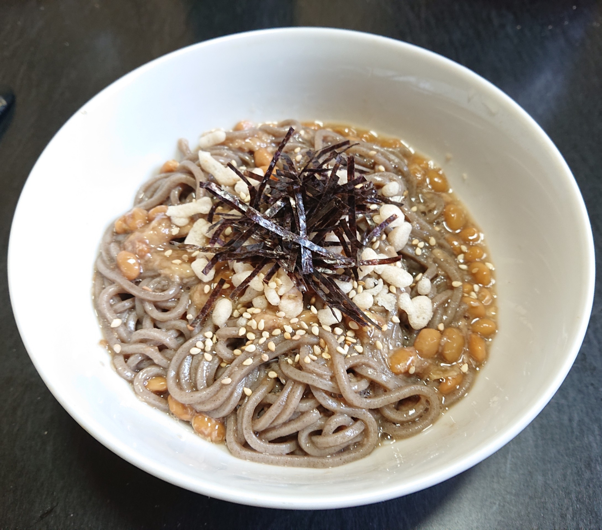 暑い日に☆なっとろろたぬき蕎麦