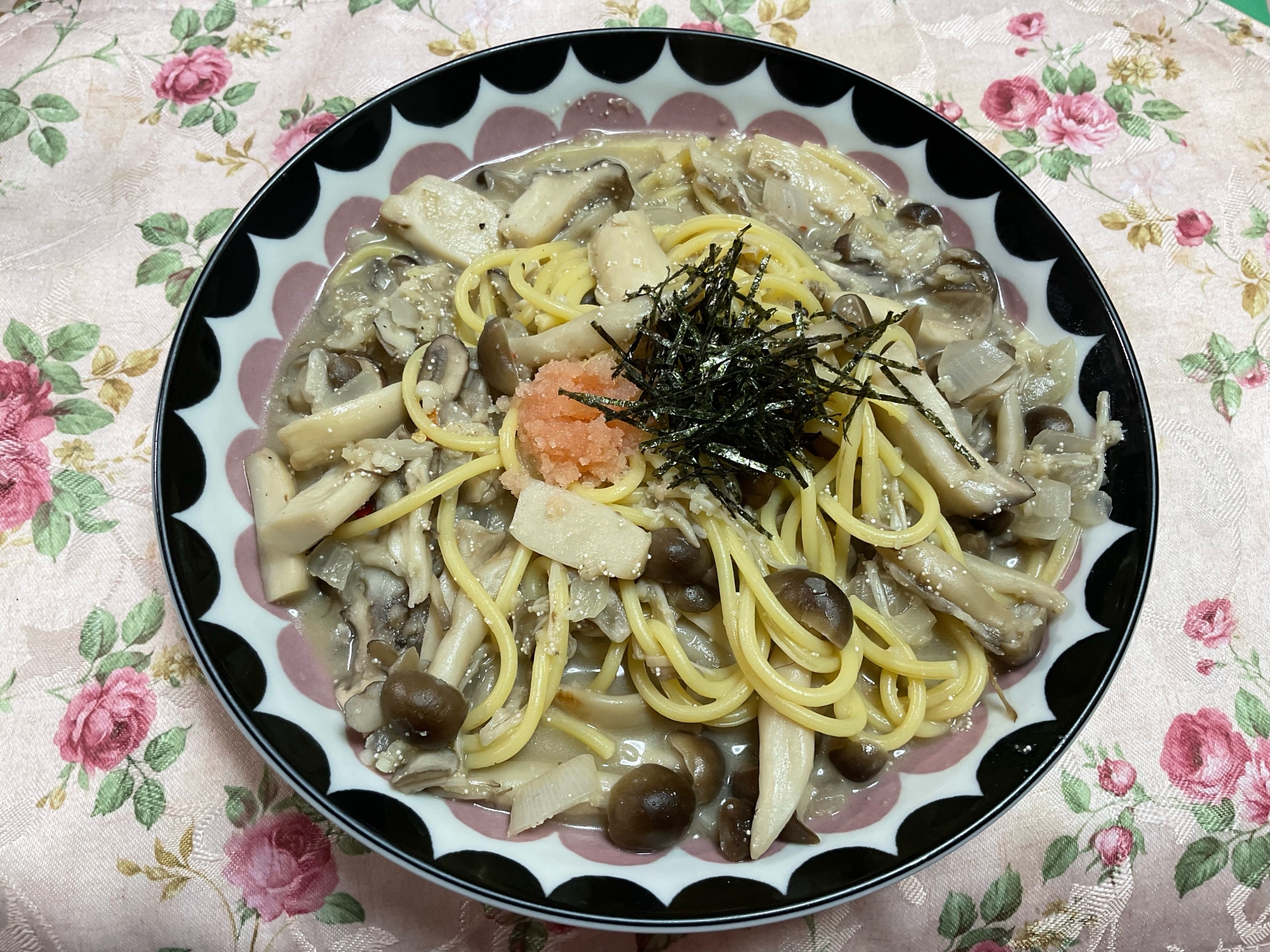 5種のきのこの明太子パスタ