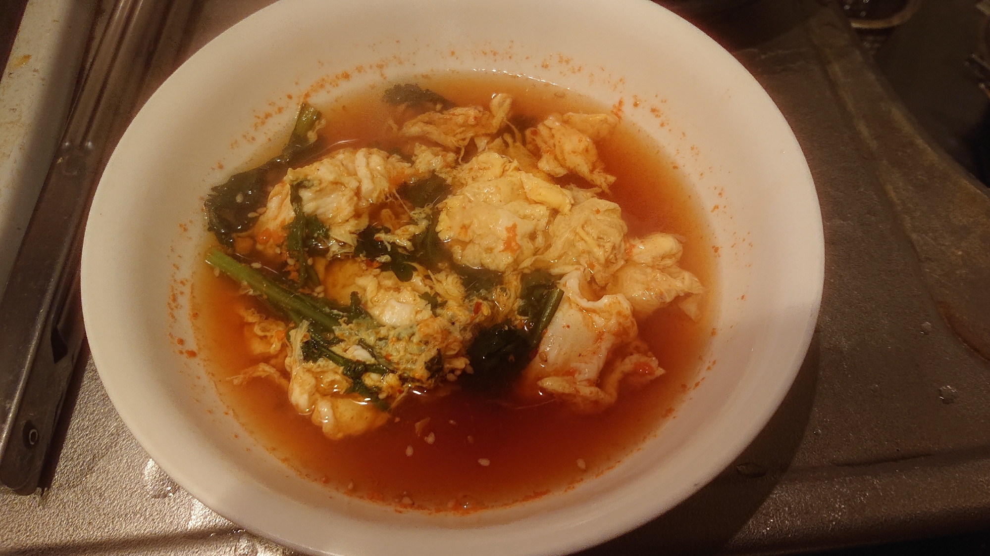 ピリ辛春菊スープ