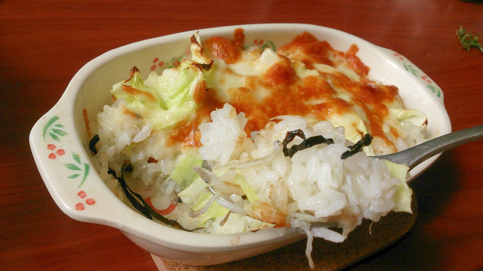 [お手伝いレシピ]包丁いらず☆しらすキャベチーご飯