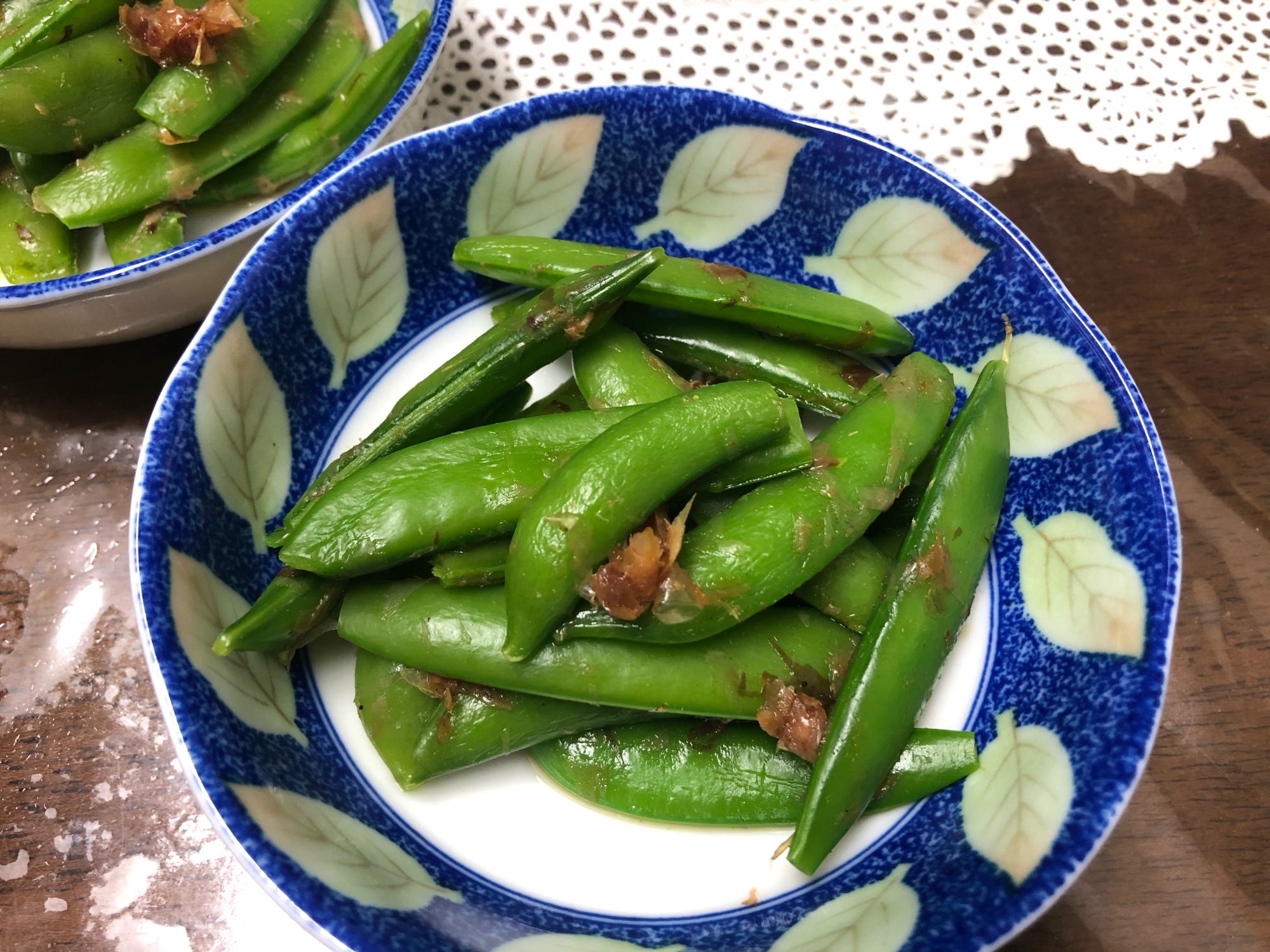 茹でて混ぜるだけ！スナップえんどうおかか和え✩⡱