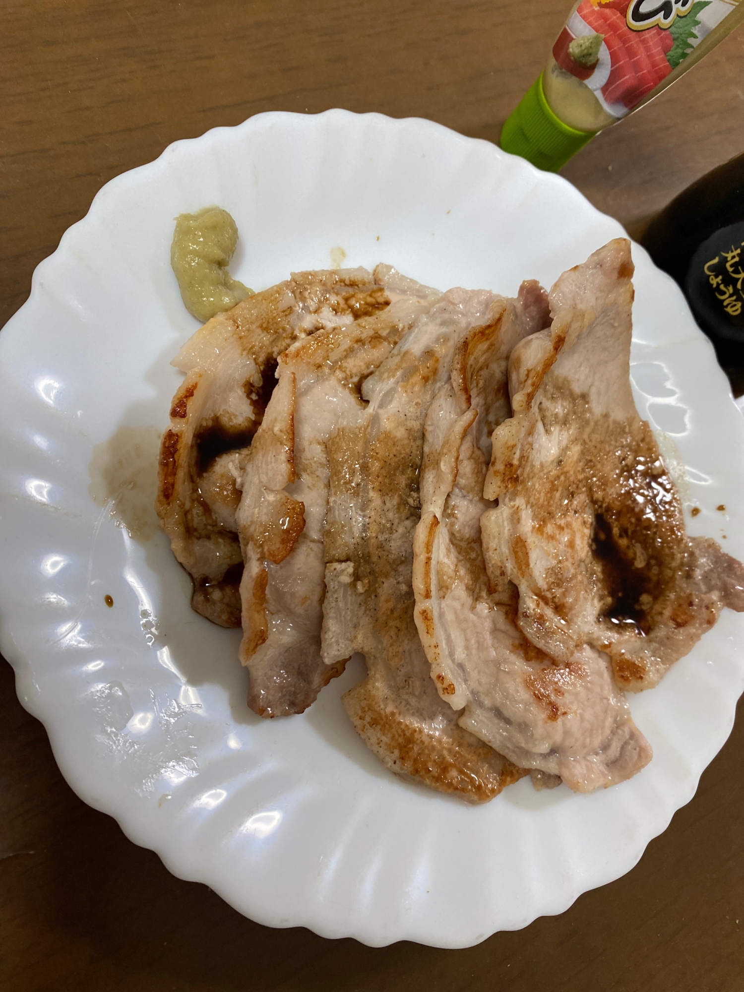 フライパンで5分、豚肉のわさび醤油