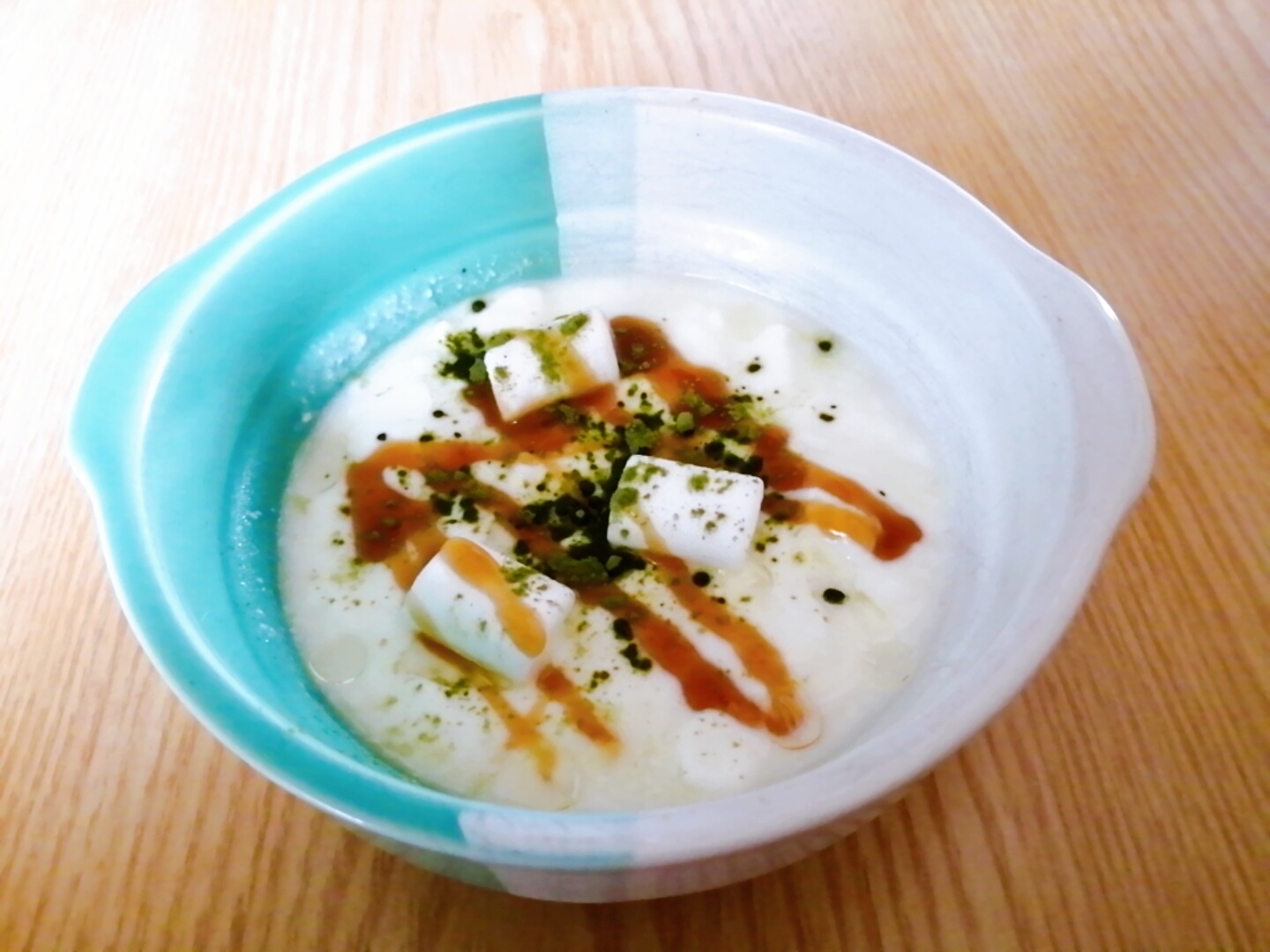 マシュマロと黒蜜と抹茶のヨーグルト