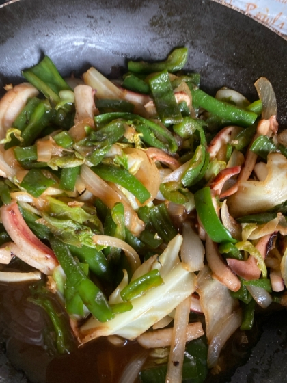 イカとキャベツのオイスターソース炒め