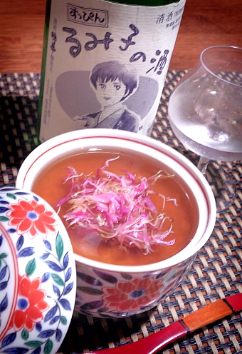 おうち居酒屋、豆腐のじょうよ蒸し菊花餡