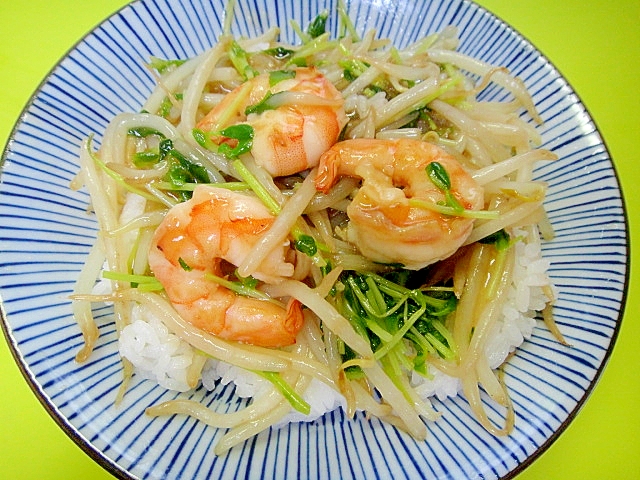 もやしと海老の中華丼