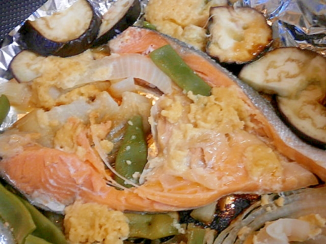麹味噌で！鮭と夏野菜のホイル焼き