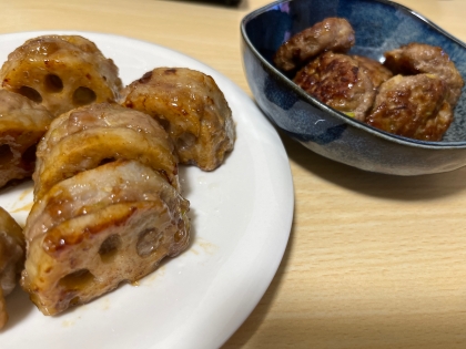 超簡単、レンコン挽肉はさみ焼き