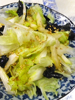 レタス焼き海苔セロリの黒酢サラダ