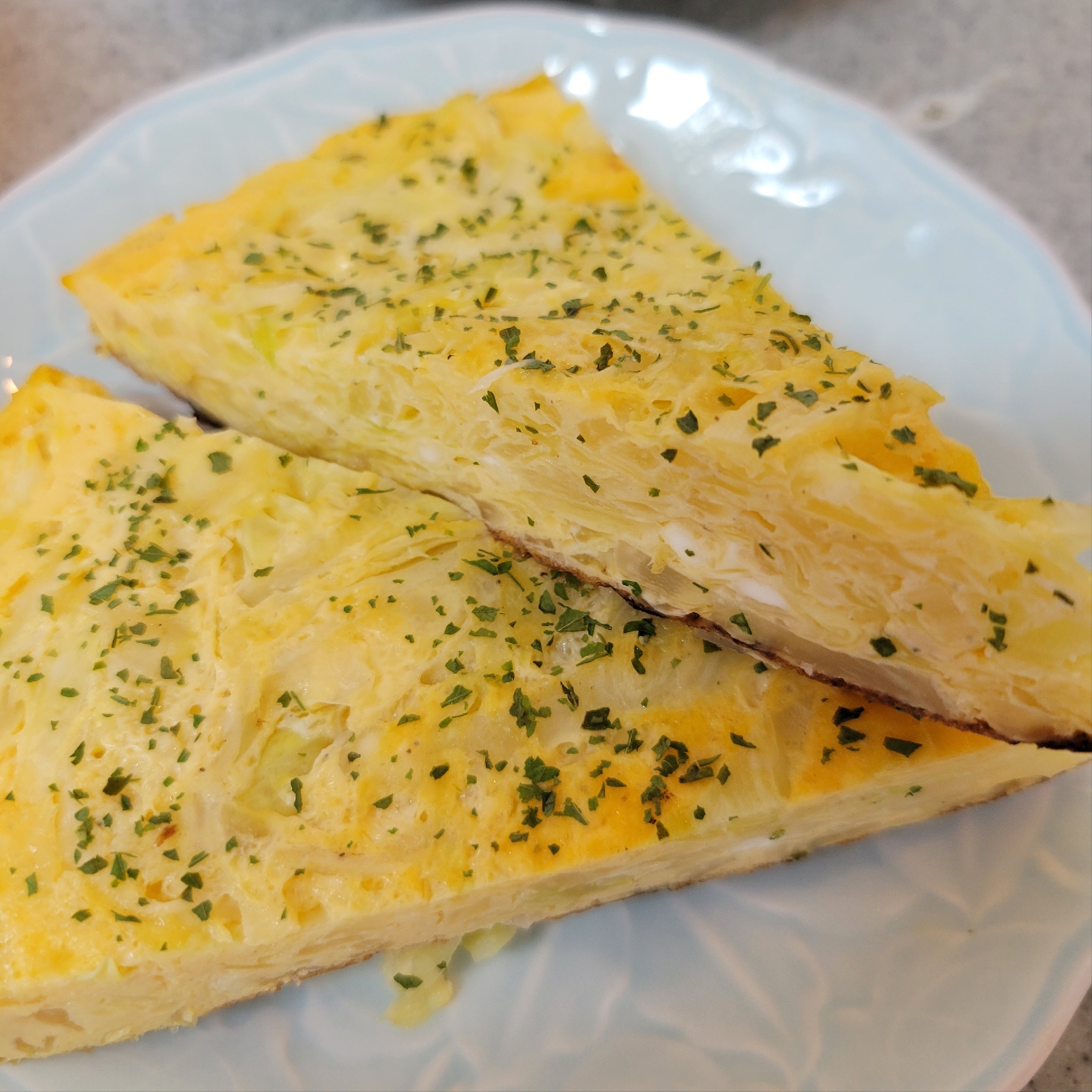 キャベツとカッテージチーズの卵焼き♪