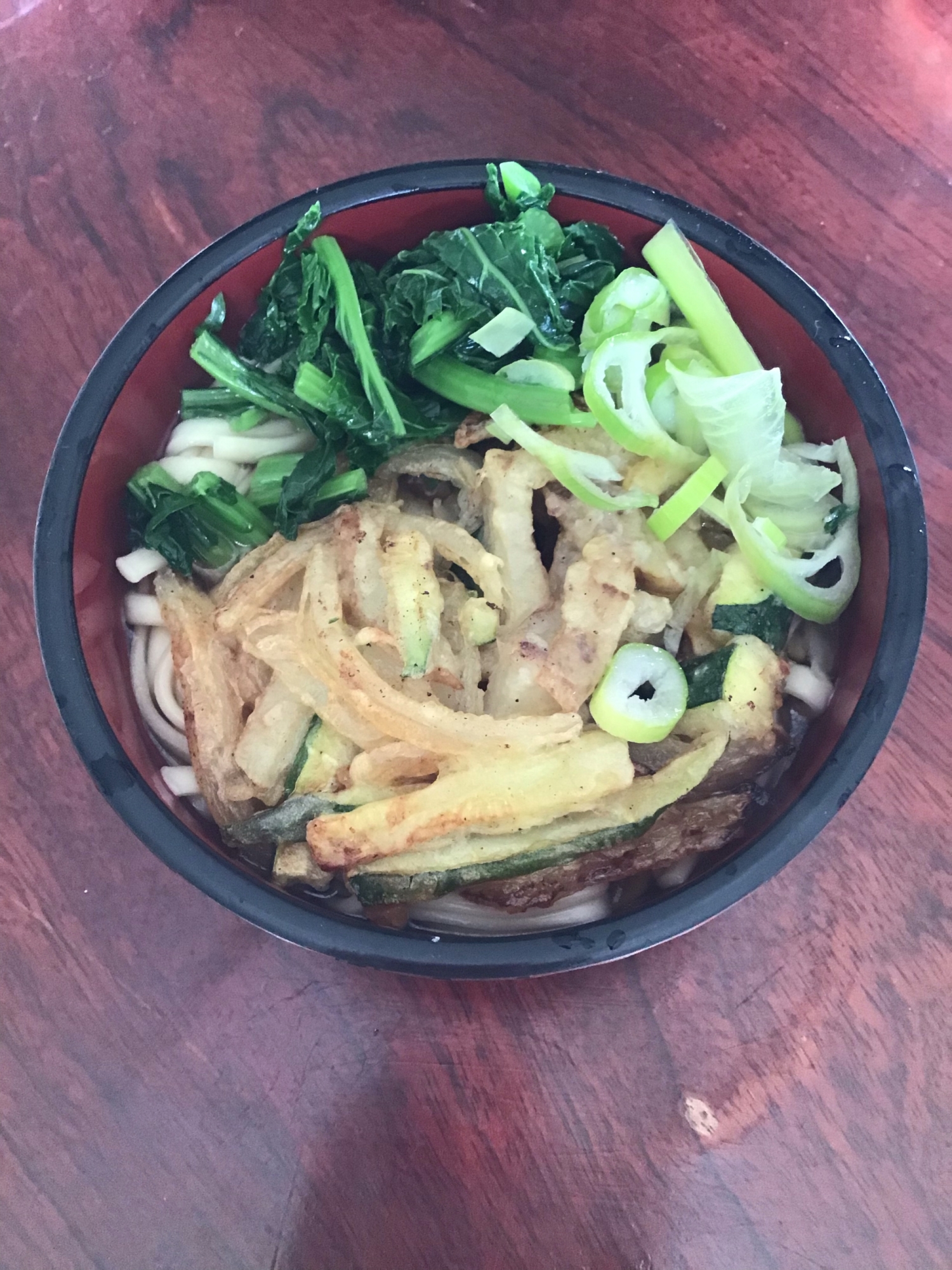 菊芋とズッキーニと玉ねぎのかき揚げ天ぷらうどん。
