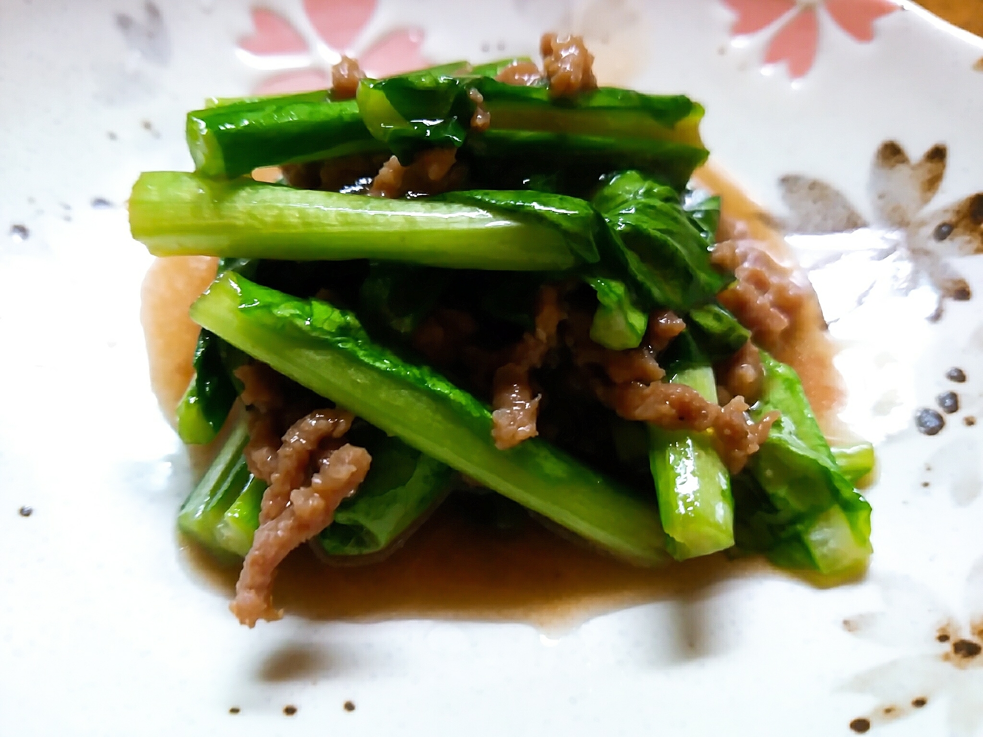 小松菜とミンチの煮物