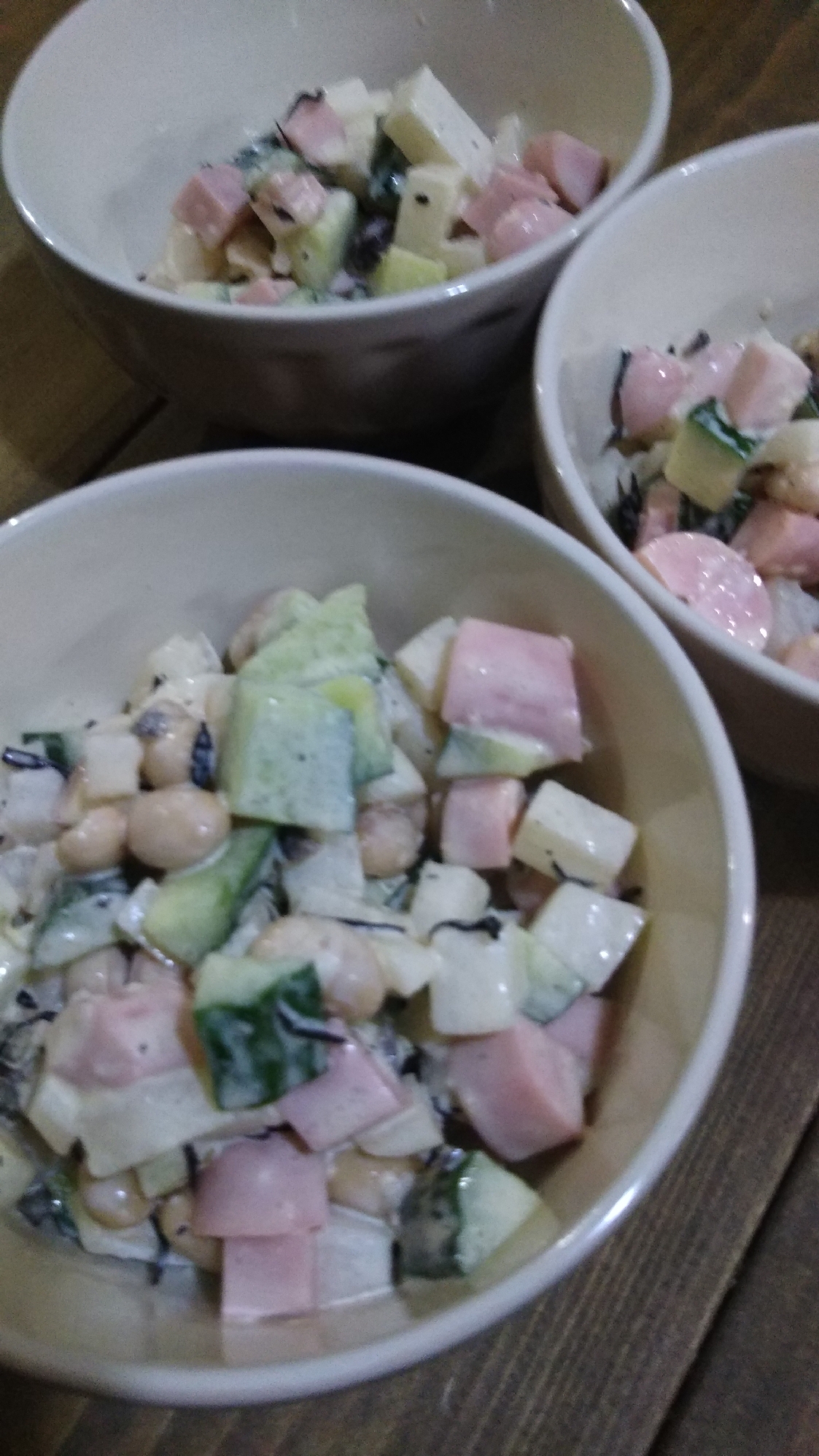魚肉ソーセージとお豆のマヨサラダ(о´∀`о)